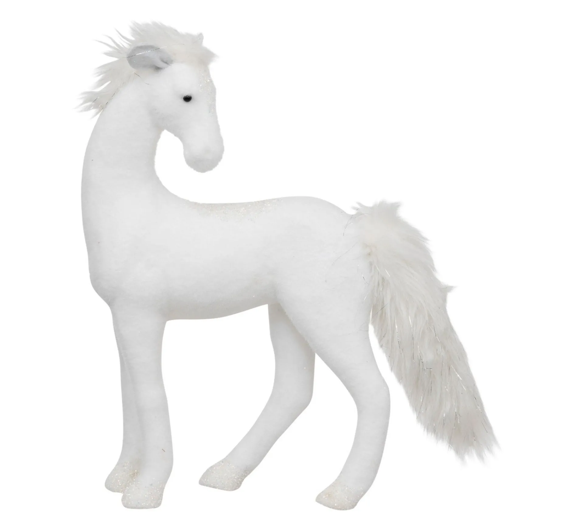 Online FEERIC LIGHTS AND CHRISTMAS Déco De Noël Cheval Blanc Paillete Avec Fourrure L 45 X H 53 Cm