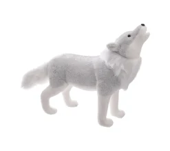 Best Sale FEERIC LIGHTS AND CHRISTMAS Déco De Noël Loup Bicolore Blanc Et Gris 60 X 45 Cm