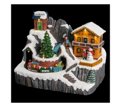 Store FEERIC LIGHTS AND CHRISTMAS Village De Noël Lumineux, Anime Et Musical Scene De Vie Autour Du Chalet A La Montagne