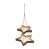 Best FEERIC LIGHTS AND CHRISTMAS Double Etagere Etoile A Suspendre En Bois Floque L 23 X H 24 Cm