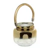 Shop FEERIC LIGHTS AND CHRISTMAS Bougeoir Photophore Lanterne En Verre Craquele Or
