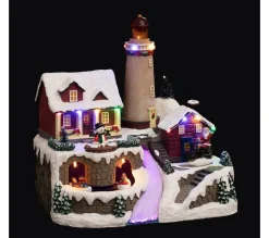 Best Sale FEERIC LIGHTS AND CHRISTMAS Village De Noël Phare Lumineux Et Anime - Multicolore