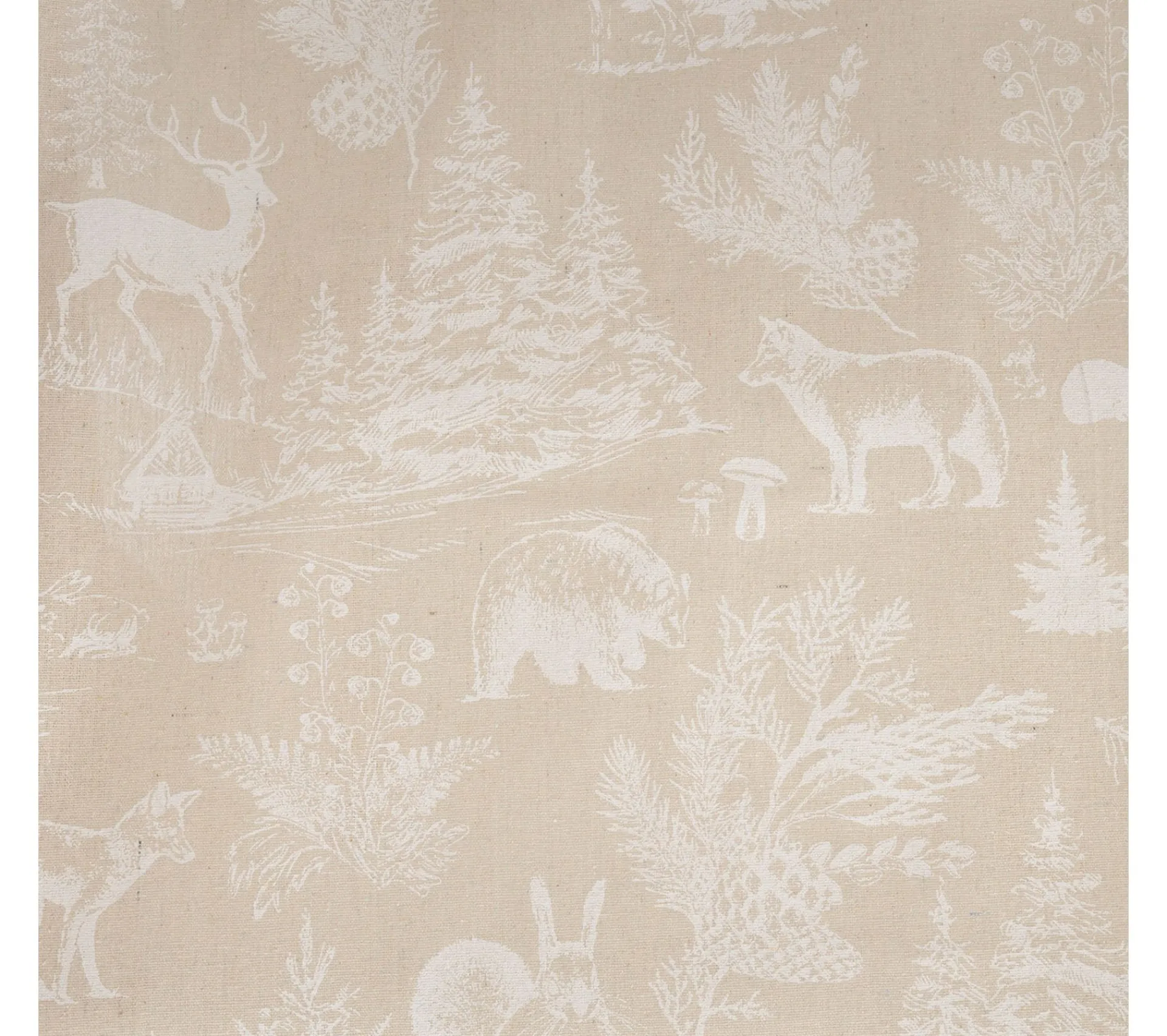 Sale FEERIC LIGHTS AND CHRISTMAS Nappe En Polycoton Beige Aspect Jute Imprime Animaux Blanc 140 X 360 Cm