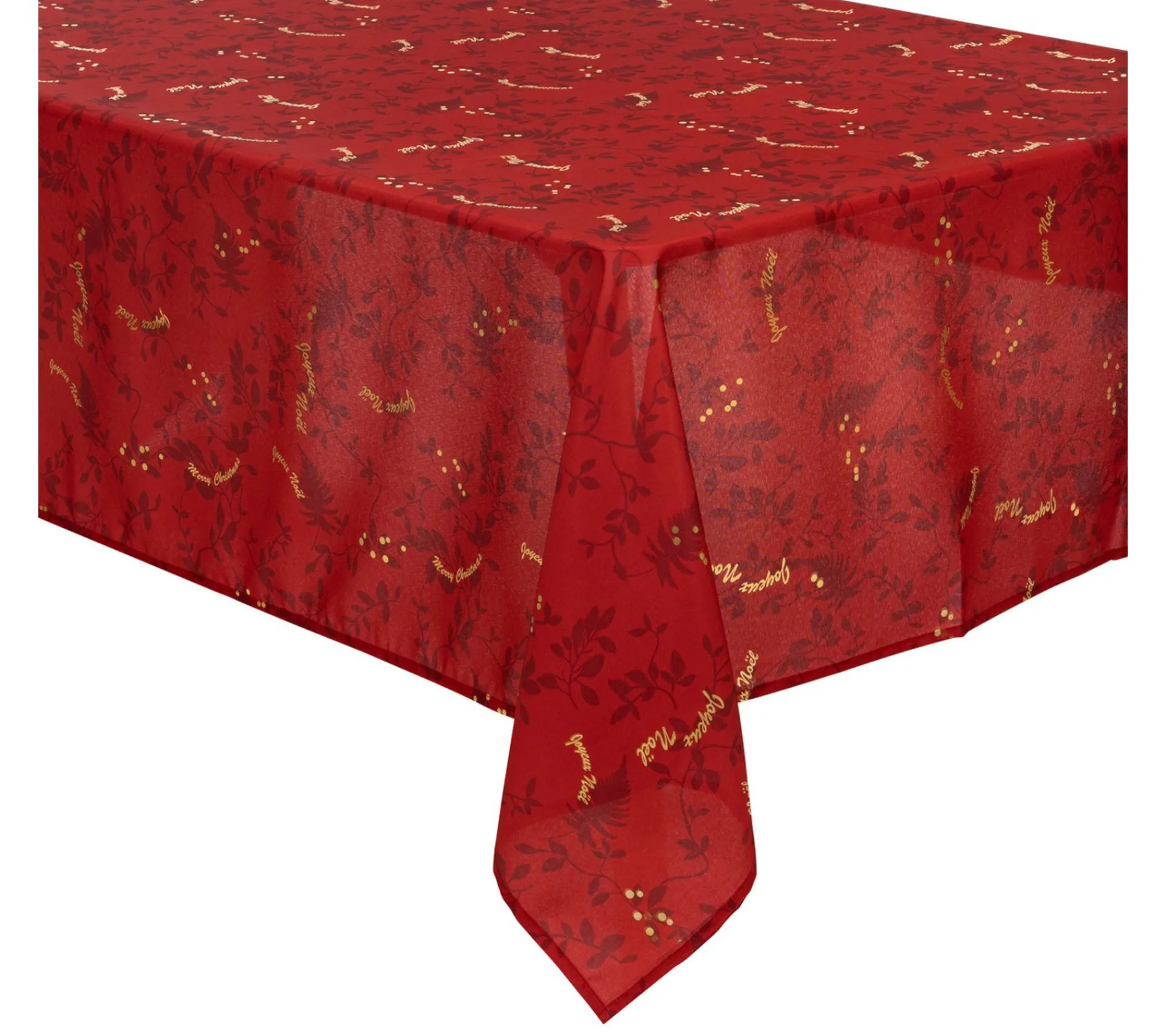 Hot FEERIC LIGHTS AND CHRISTMAS Nappe Anti-Taches Rouge Imprime Joyeux Noël Dore 140 X 240 Cm