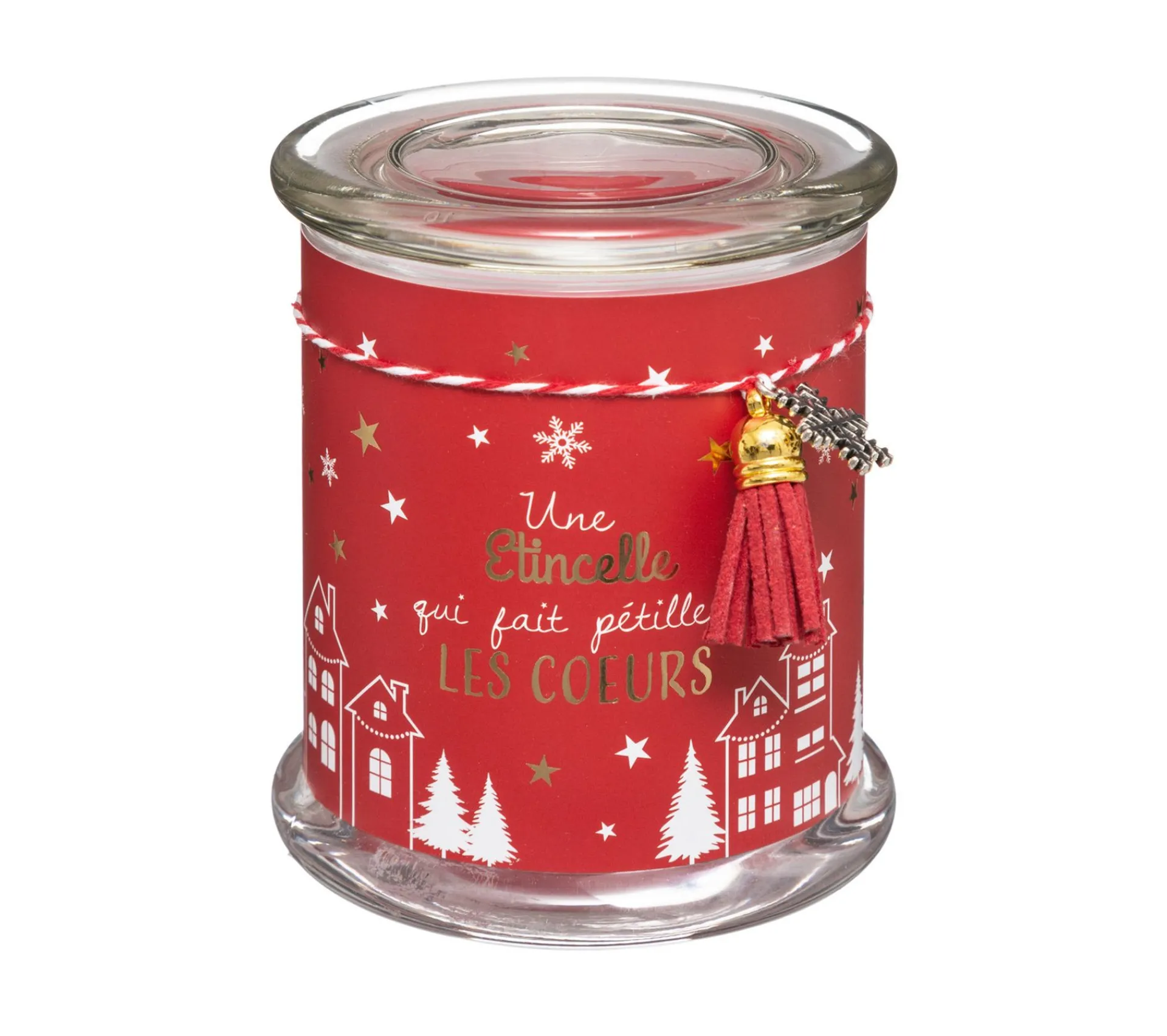 Sale FEERIC LIGHTS AND CHRISTMAS Bougie Parfumee Pot En Verre Imprime Avec Déco