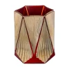 Shop FEERIC LIGHTS AND CHRISTMAS Bougeoir Photophore En Verre Rouge Et Dore