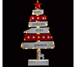 Sale FEERIC LIGHTS AND CHRISTMAS Décoration Interieur De Noël Sapin En Bois Lumineux A Led H 50 Cm
