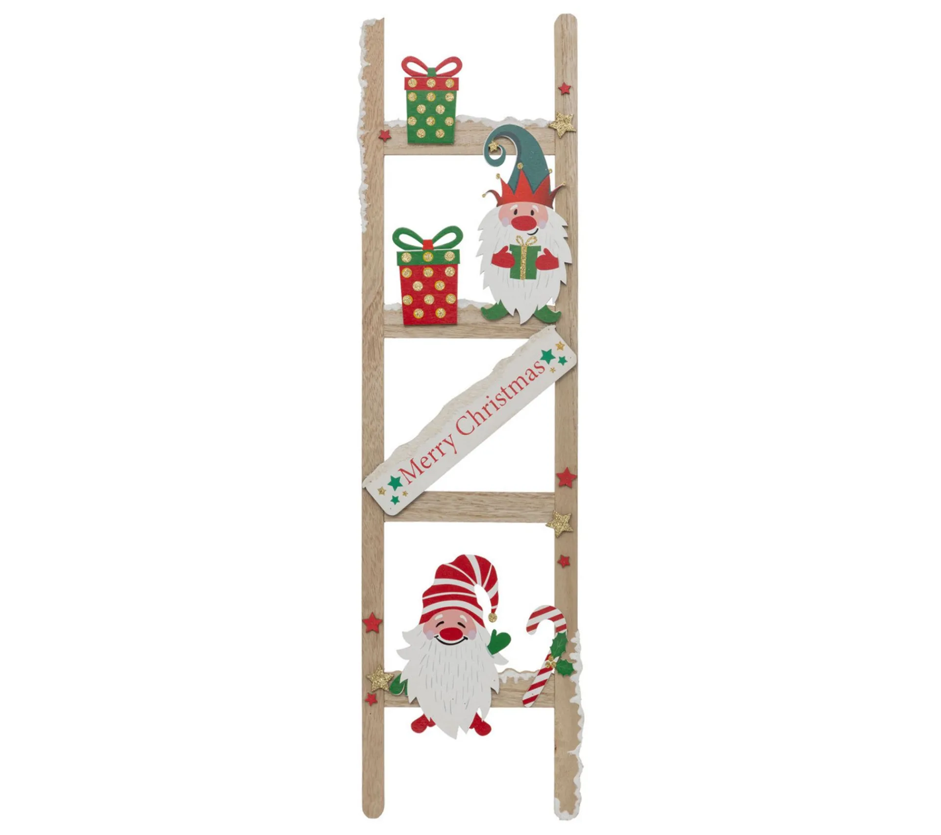 Cheap FEERIC LIGHTS AND CHRISTMAS Pancarte Echelle Merry Christmas En Bois Avec Lutins Et Cadeaux H 65 Cm