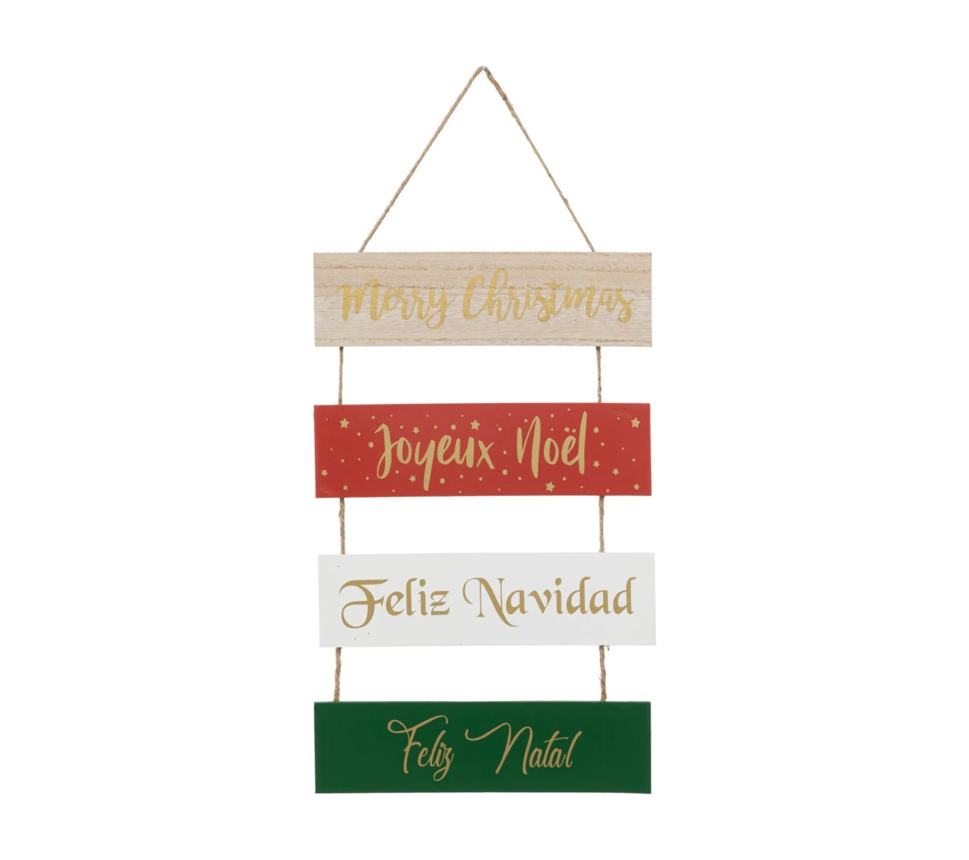 Store FEERIC LIGHTS AND CHRISTMAS Déco De Noël Pancarte En Bois Joyeux Noël En Plusieurs Langues H 40 Cm