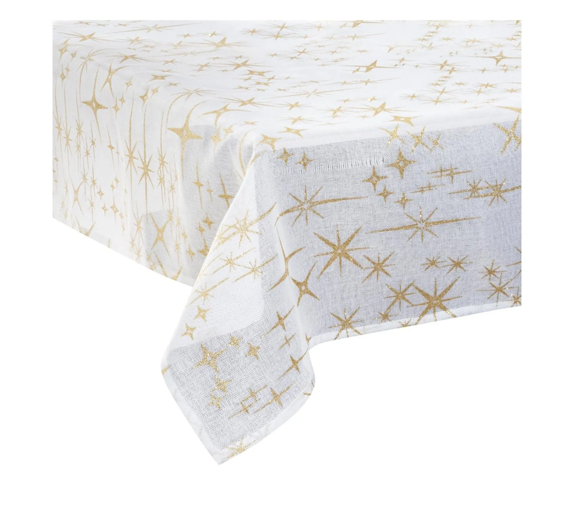 New FEERIC LIGHTS AND CHRISTMAS Nappe Canevas Blanche Avec Etoiles Dorees 140 X 240 Cm