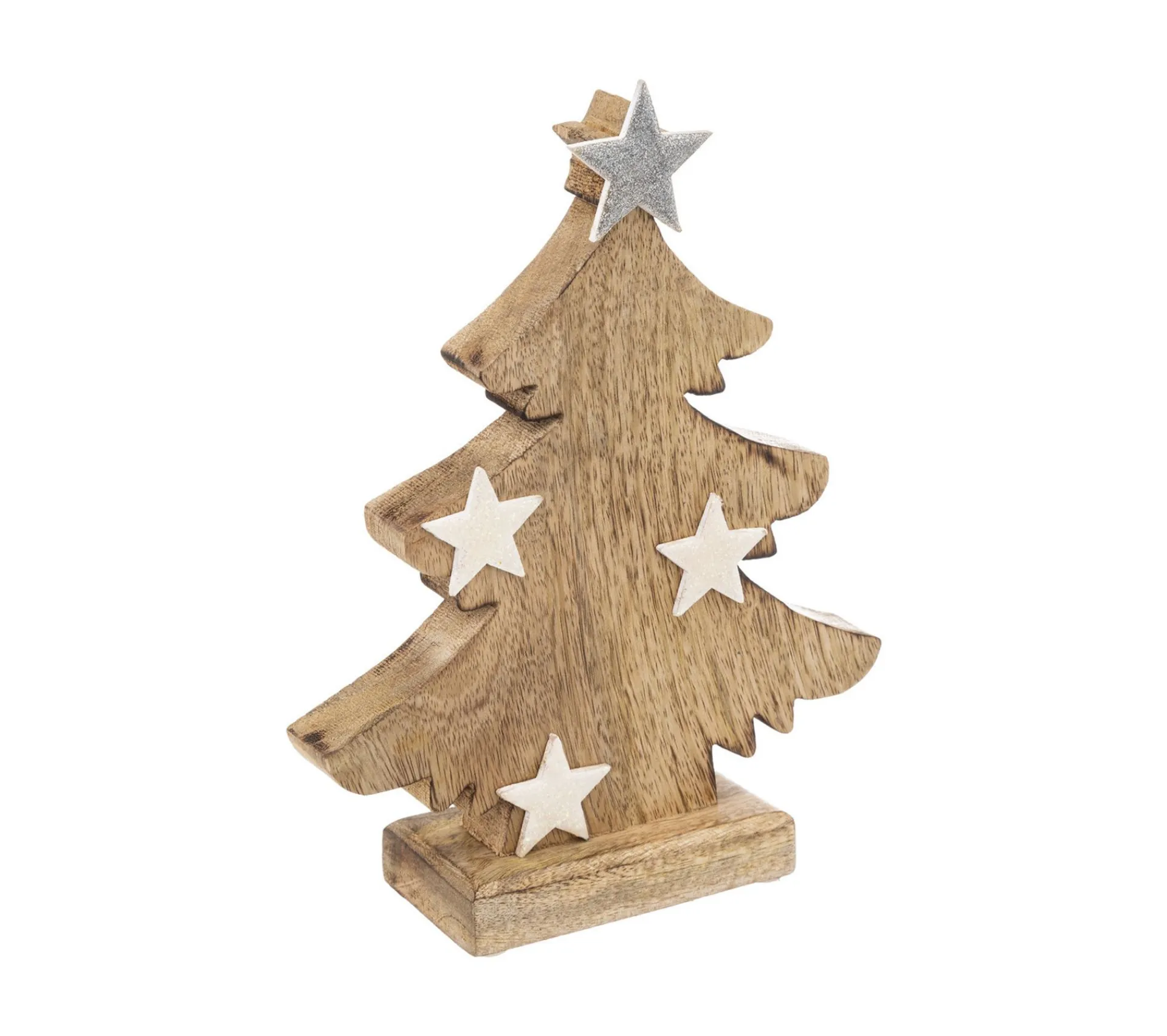 Shop FEERIC LIGHTS AND CHRISTMAS Déco De Noël Sapin En Bois Avec Etoiles Blanches Et Cimier H 25 Cm