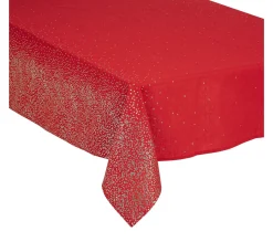 Shop FEERIC LIGHTS AND CHRISTMAS Nappe De Noël Design Leopard - L. 240 X L. 140 Cm - Rouge Et Argent