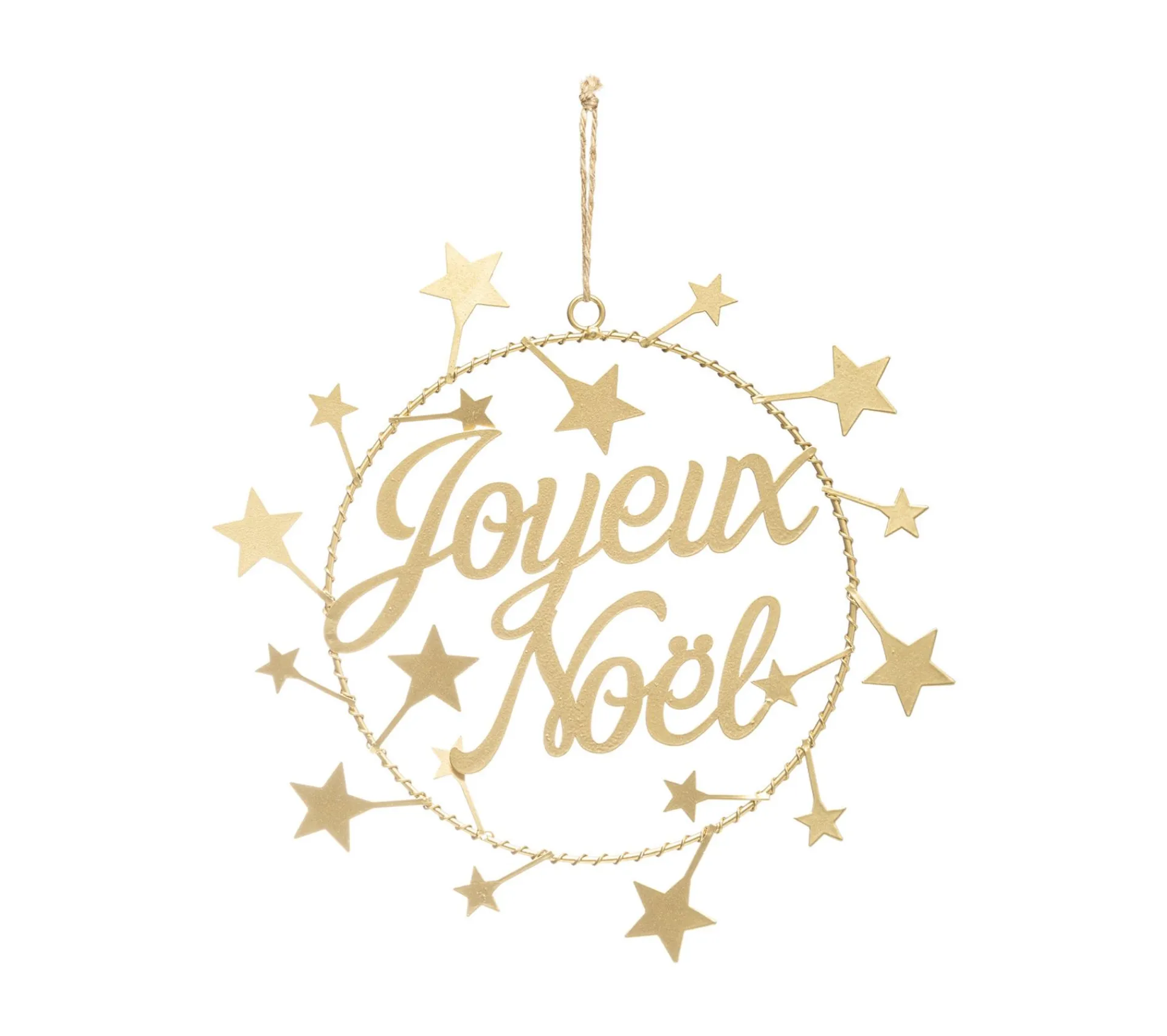 Sale FEERIC LIGHTS AND CHRISTMAS Déco De Noël Suspension En Metal Dore Joyeux Noël D 28 Cm