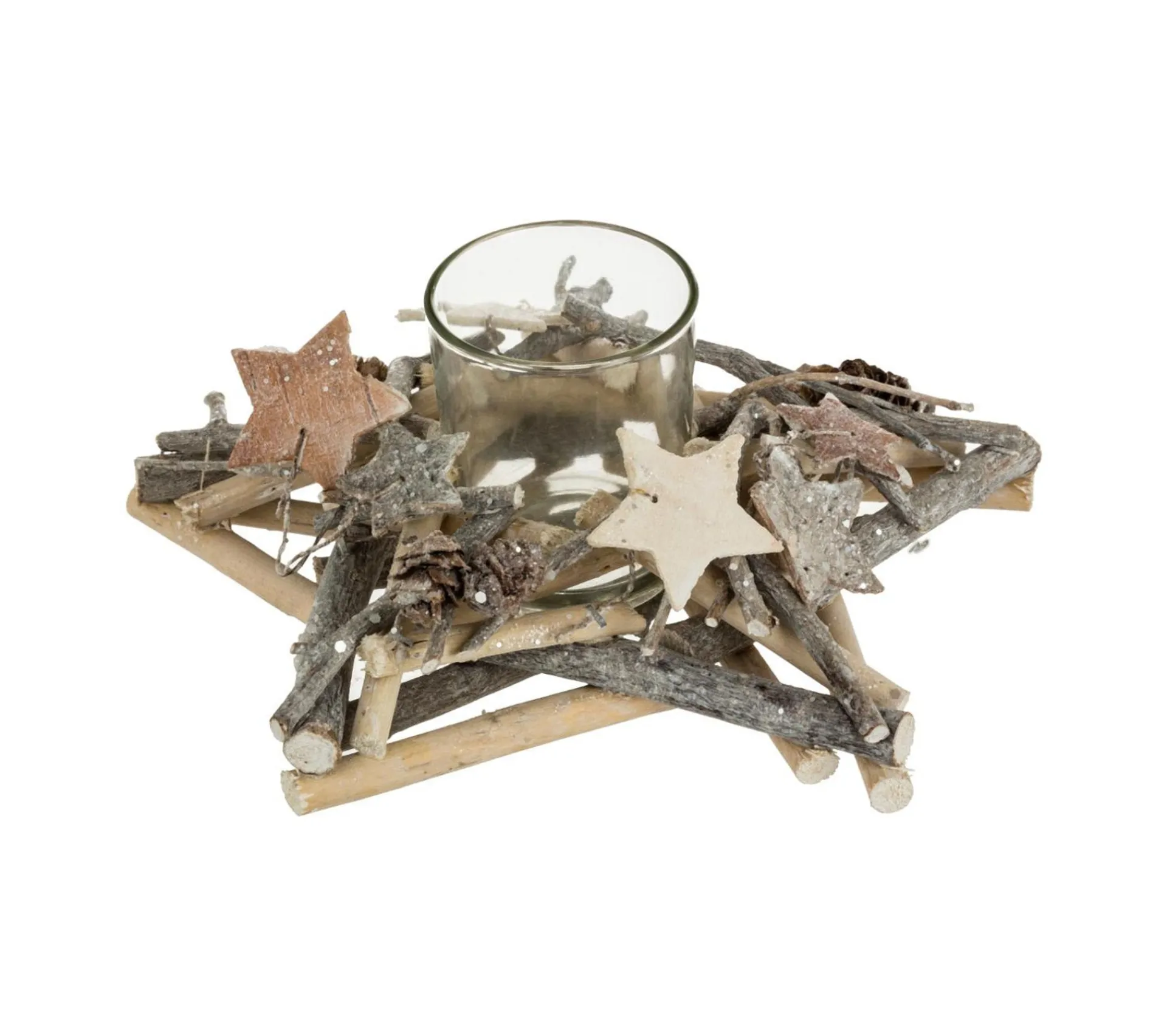 Discount FEERIC LIGHTS AND CHRISTMAS Bougeoir Centre De Table Photophore Avec Support En Bois