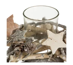 Discount FEERIC LIGHTS AND CHRISTMAS Bougeoir Centre De Table Photophore Avec Support En Bois