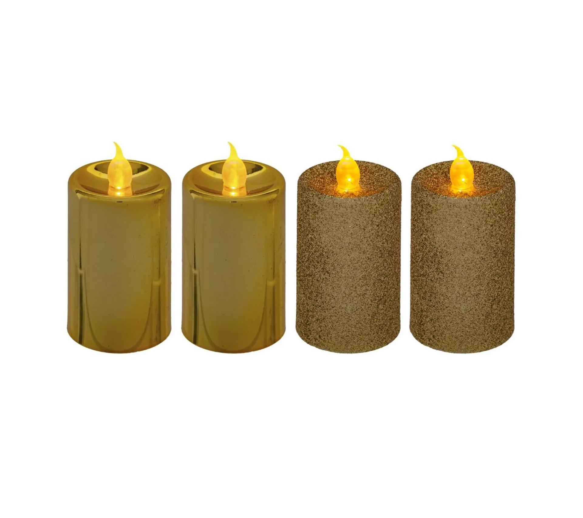 Online FEERIC LIGHTS AND CHRISTMAS Lot De 4 Bougies Lumineuses Or Paillete Et Or Metallise H 7.5 Cm