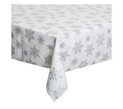 Discount FEERIC LIGHTS AND CHRISTMAS Nappe En Coton Blanc Imprime Flocons Argentes 140 X 360 Cm