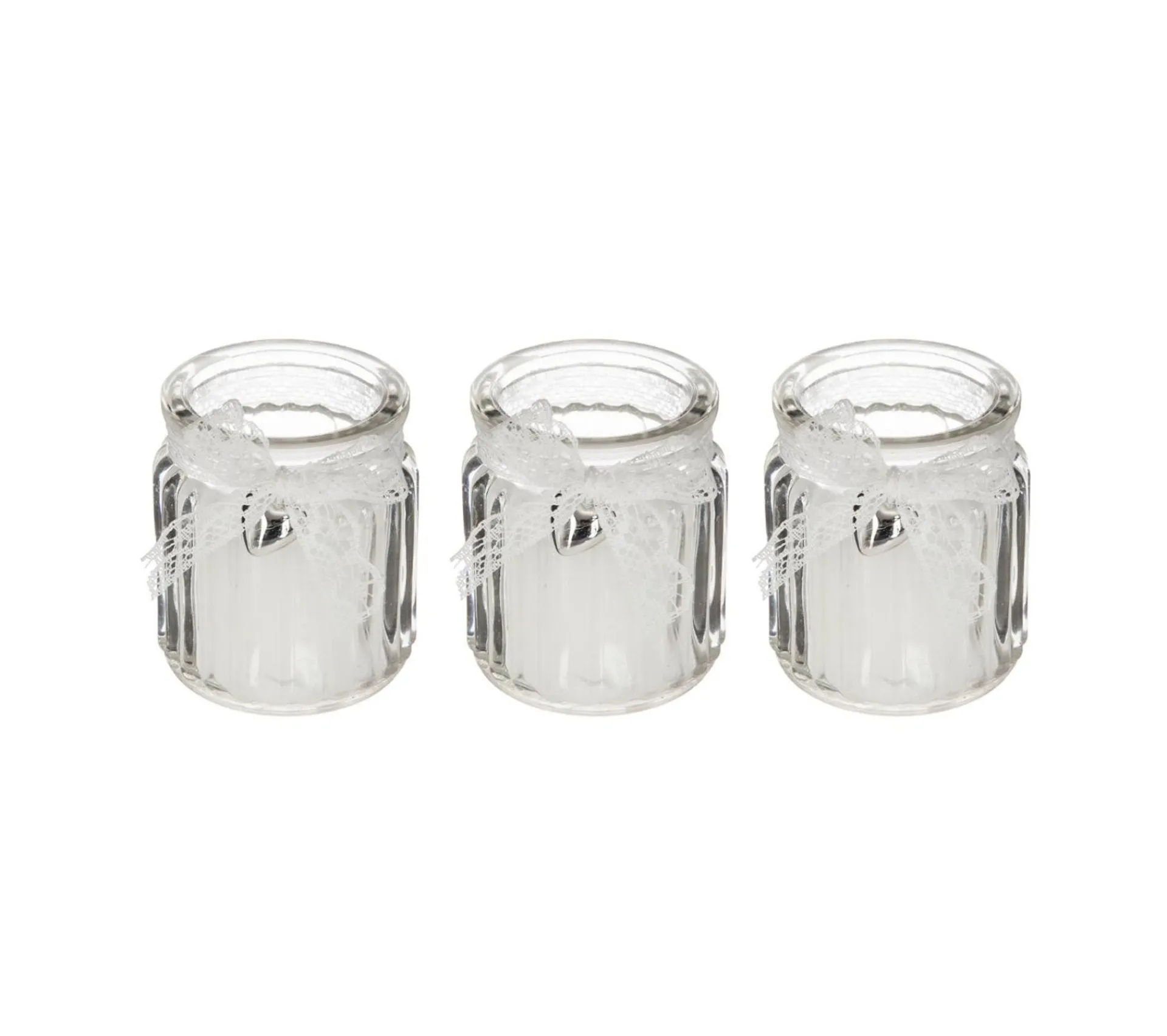 Sale FEERIC LIGHTS AND CHRISTMAS Lot De 3 Bougies Parfumees Pot En Verre Avec Ruban Dentelle Et Breloque Coeur Metal