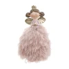Best Sale FEERIC LIGHTS AND CHRISTMAS Déco De Noël Fee En Resine Avec Jupe Plumes Rose Pale H 21 Cm