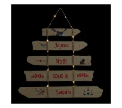 Cheap FEERIC LIGHTS AND CHRISTMAS Pancarte 5 Fleches "Joyeux Noël Sous Le Sapin" 20 Led Blanc Chaud H 80 Cm