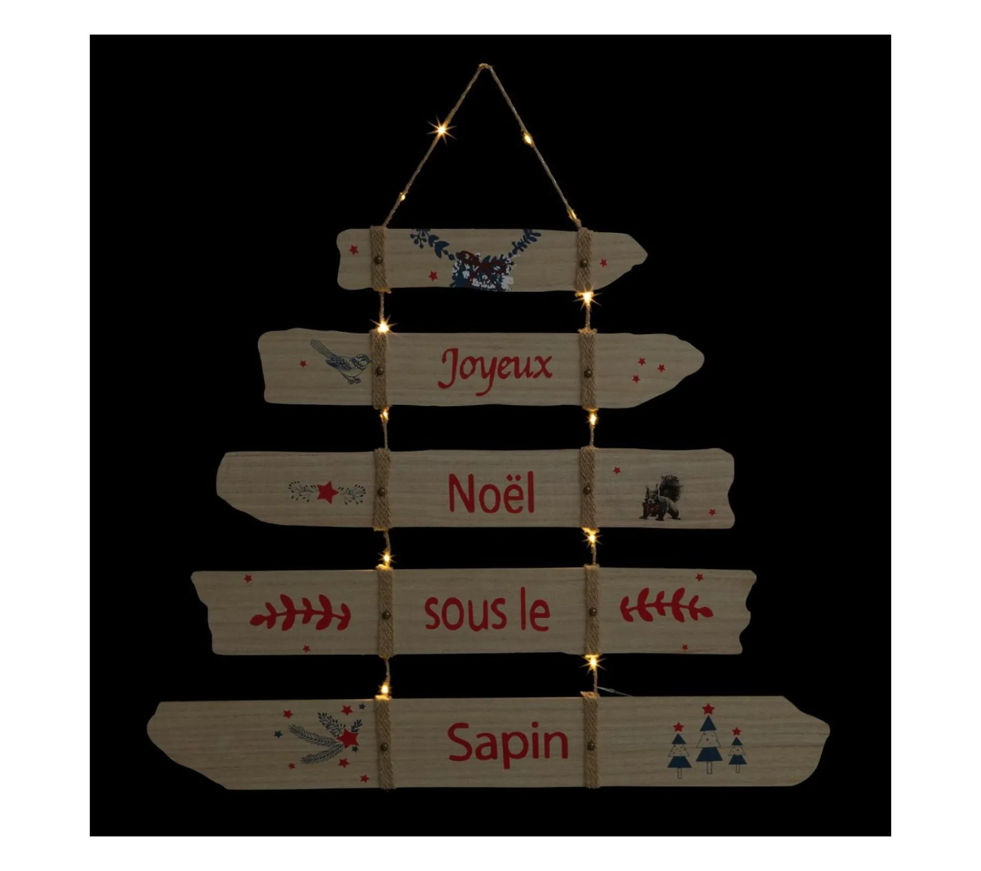 Cheap FEERIC LIGHTS AND CHRISTMAS Pancarte 5 Fleches "Joyeux Noël Sous Le Sapin" 20 Led Blanc Chaud H 80 Cm