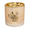 Flash Sale FEERIC LIGHTS AND CHRISTMAS Bougeoir Photophore En Verre Dore Décore Double Impression D 20 Cm