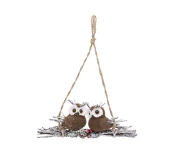 Flash Sale FEERIC LIGHTS AND CHRISTMAS Suspension De Noël 2 Hiboux Sur Branches Enneigees