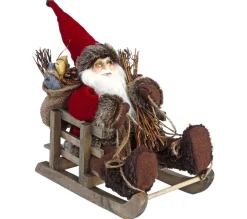 Flash Sale FEERIC LIGHTS AND CHRISTMAS Décoration Pere Noël Marron Sur Luge 30 Cm