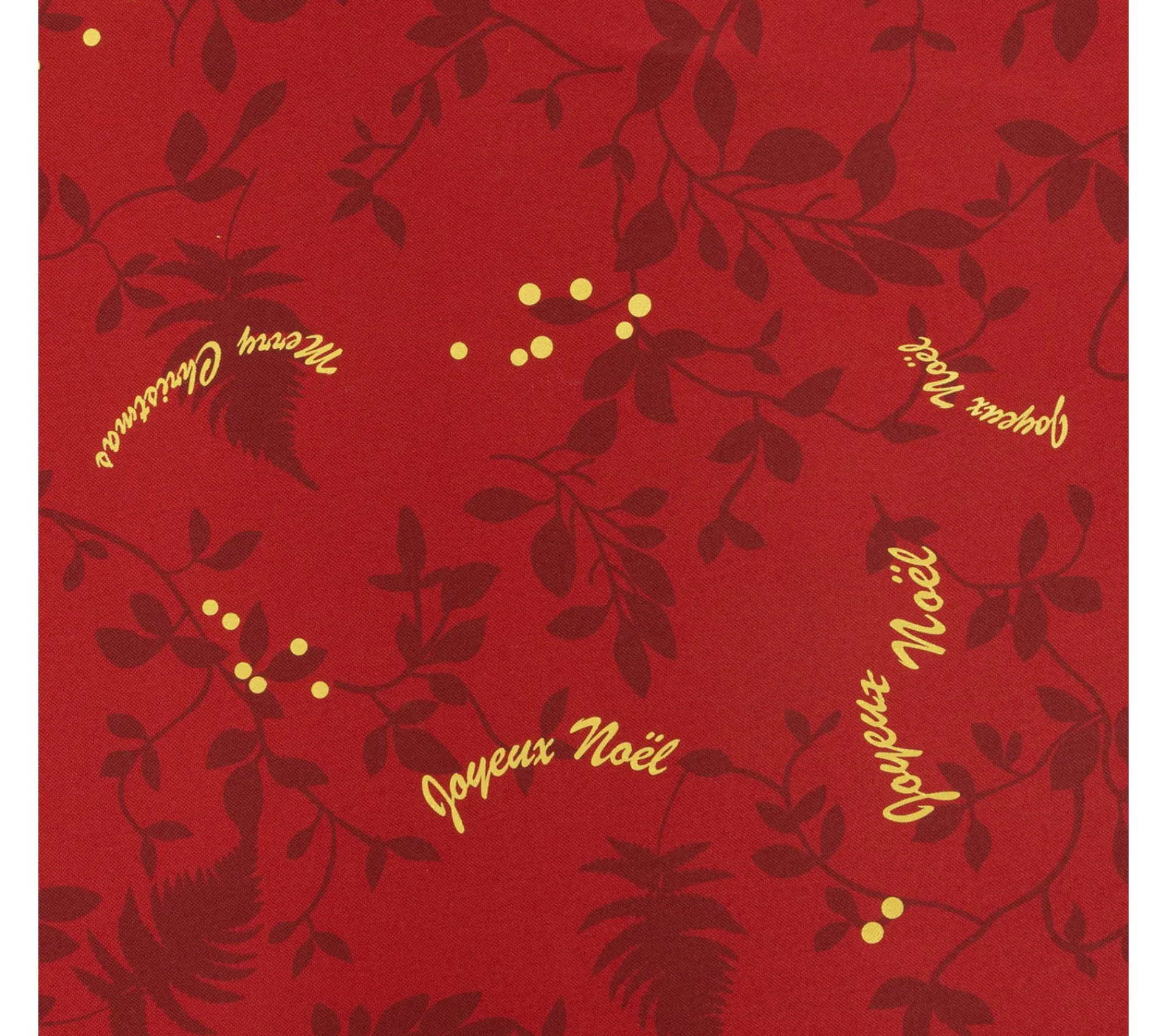 Hot FEERIC LIGHTS AND CHRISTMAS Nappe Ronde Anti-Taches Rouge Imprime Joyeux Noël Dore D 180 Cm