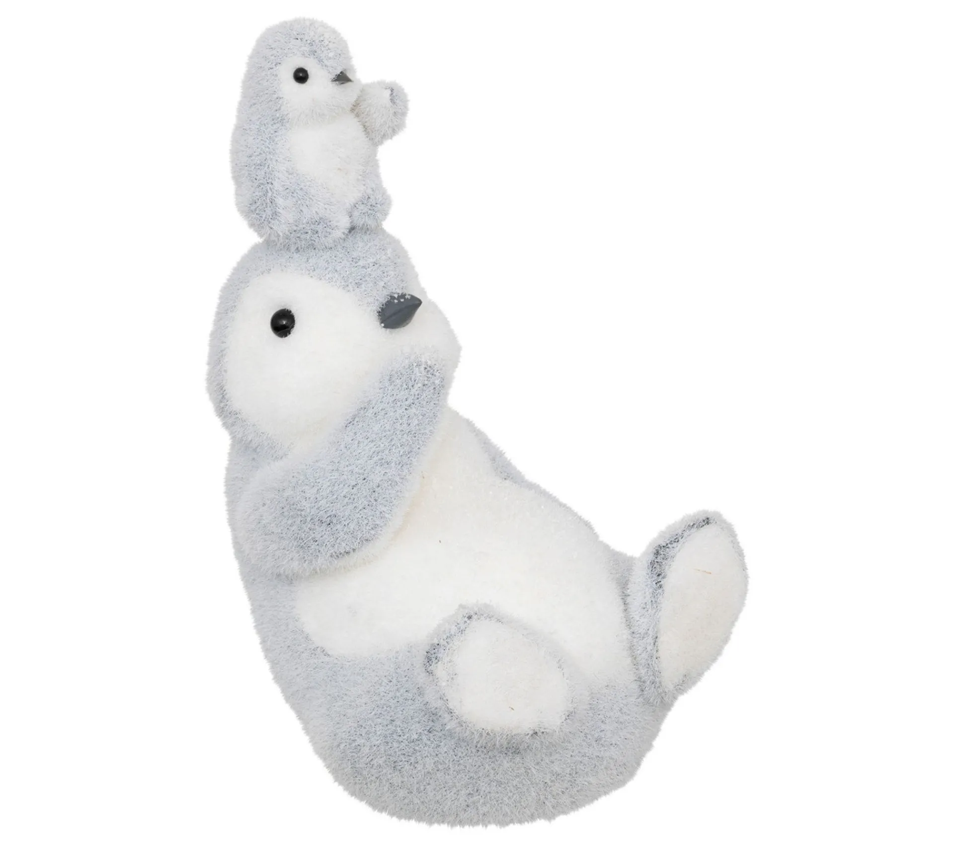 Cheap FEERIC LIGHTS AND CHRISTMAS Déco De Noël Bebe Pingouin Sur Sa Maman Gris Et Blanc L 18 X H 28 Cm