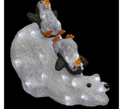 New FEERIC LIGHTS AND CHRISTMAS Ours + Pingouins Lumineux 80 Led - Blanc Froid