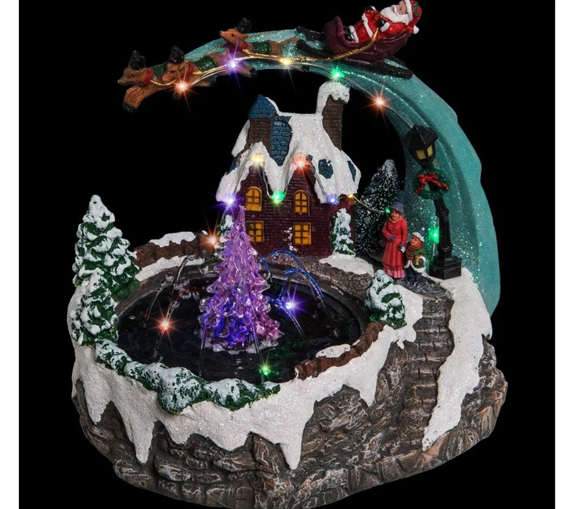 Sale FEERIC LIGHTS AND CHRISTMAS Village De Noël Lumineux, Anime Et Musical Scene De Vie Autour D'Une Fontaine