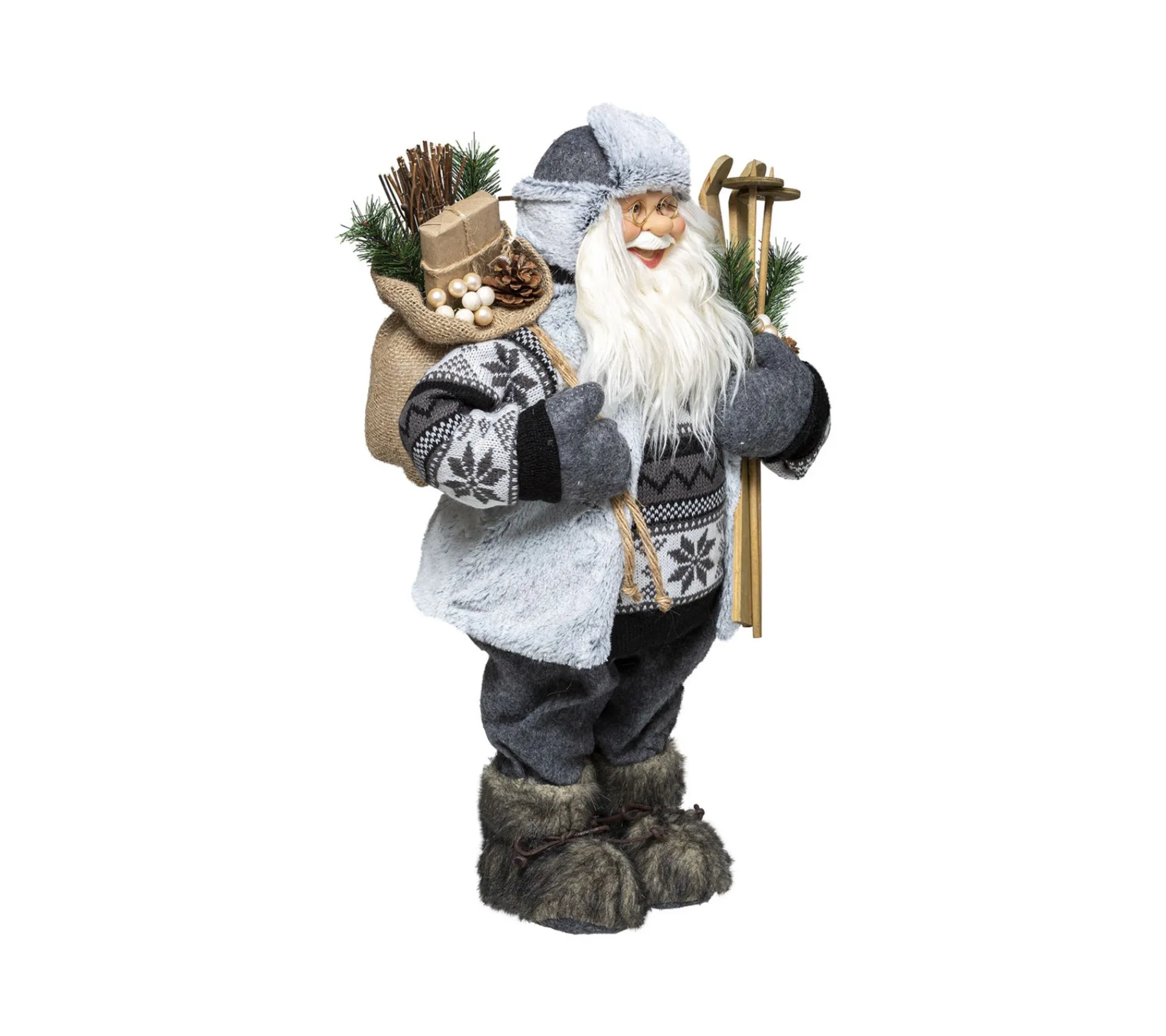Shop FEERIC LIGHTS AND CHRISTMAS Pere Noël Traditionnel Skieur H 60 Cm