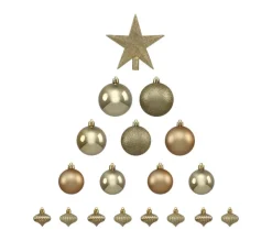 FEERIC LIGHTS AND CHRISTMAS Guirlande Et Boule De Sapin^ Déco De Sapin De Noël Kit De 18 Pieces Boules Et Cimier - Or