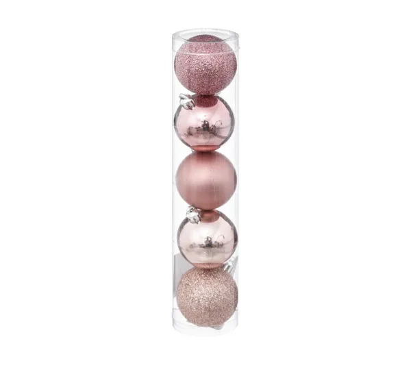 FEERIC LIGHTS AND CHRISTMAS Guirlande Et Boule De Sapin^ Déco De Sapin Lot De 5 Boules De Noël D 5 Cm - Rose