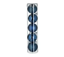 FEERIC LIGHTS AND CHRISTMAS Guirlande Et Boule De Sapin^ Déco De Sapin Lot De 5 Boules De Noël D 5 Cm - Bleu Nuit