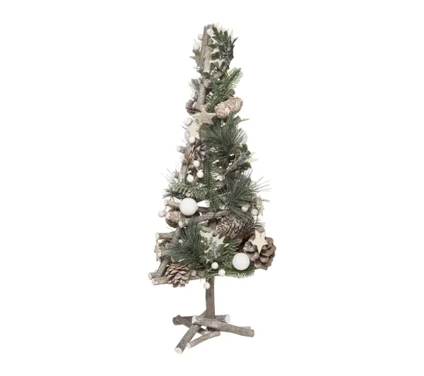 FEERIC LIGHTS AND CHRISTMAS Sapin Et Accessoire^ Sapin En Bois Avec Déco Nature Branches Pommes De Pin Et Etoiles H 55 Cm