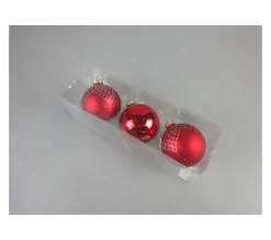 FEERIC LIGHTS AND CHRISTMAS Guirlande Et Boule De Sapin^ 3 Boules De Noël Verre - Diam. 80 Mm - Rouge