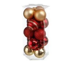 FEERIC LIGHTS AND CHRISTMAS Guirlande Et Boule De Sapin^ Déco De Sapin Lot De 15 Boules De Noël D 5 Cm - Rouge Et Champagne
