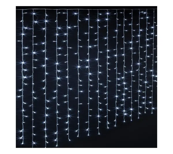 FEERIC LIGHTS AND CHRISTMAS Guirlande Et Boule De Sapin^ Rideau Lumineux 800 Led Blanc Froid 40 Tombees Avec 8 Jeux De Lumiere