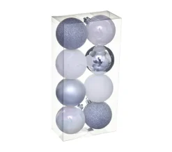 FEERIC LIGHTS AND CHRISTMAS Guirlande Et Boule De Sapin^ Déco De Sapin Lot De 8 Boules De Noël D 7 Cm - Argent Et Blanc
