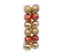 FEERIC LIGHTS AND CHRISTMAS Guirlande Et Boule De Sapin^ Déco De Sapin Lot De 12 Boules De Noël D 4 Cm - Rouge Et Or