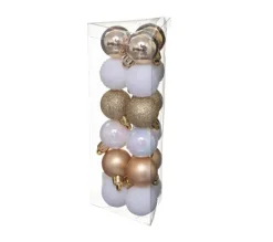 FEERIC LIGHTS AND CHRISTMAS Guirlande Et Boule De Sapin^ Déco De Sapin Lot De 18 Boules De Noël D 3 Cm - Or Et Blanc