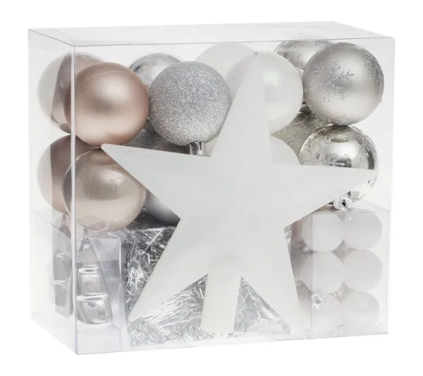 FEERIC LIGHTS AND CHRISTMAS Guirlande Et Boule De Sapin^ Kit Décoration Pour Sapin De Noël - 44 Pieces - Taupe, Argent Et Gris