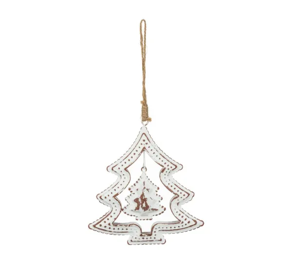 FEERIC LIGHTS AND CHRISTMAS Guirlande Et Boule De Sapin^ Sujet De Noël A Suspendre En Metal Brosse Effet Vieilli