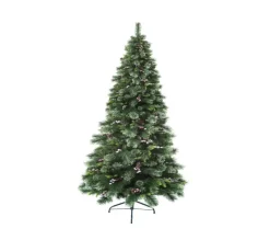 FEERIC LIGHTS AND CHRISTMAS Sapin Et Accessoire^ Sapin De Noël Artificiel Vert Avec Pommes De Pin Et Baies Rouges H 210 Cm