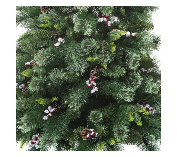 FEERIC LIGHTS AND CHRISTMAS Sapin Et Accessoire^ Sapin De Noël Artificiel Vert Avec Pommes De Pin Et Baies Rouges H 210 Cm