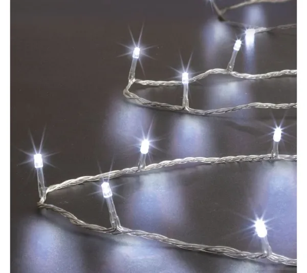 FEERIC LIGHTS AND CHRISTMAS Guirlande Et Boule De Sapin^ Guirlande Lumineuse Exterieur 10 Metres 100 Led Blanc Froid 8 Jeux De Lumiere