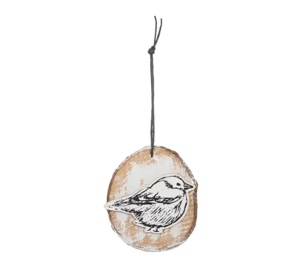 FEERIC LIGHTS AND CHRISTMAS Guirlande Et Boule De Sapin^ Sujet De Noël A Suspendre Rondin En Bois Imprime D 14 Cm