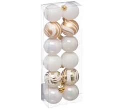 FEERIC LIGHTS AND CHRISTMAS Guirlande Et Boule De Sapin^ Kit De Décorations Pour Sapin De Noël - 12 Pieces - Blanc Et Nacre